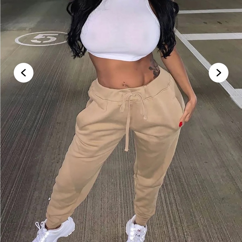 Women's Tan Jogger Pants - Picture 6 of 8